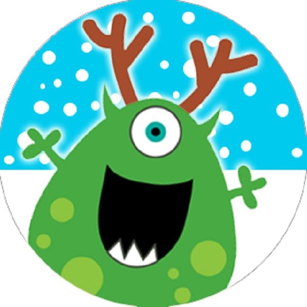 144 Christmas Monsters 30mm Children's Reward Stickers for Teachers or Parents