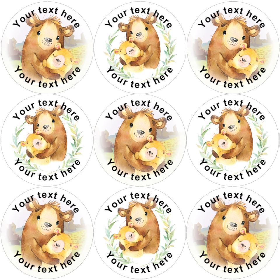 144 Personalised Bear Hug 30mm Reward Stickers for Teachers,  Parents, Party Bags, Pocket hug