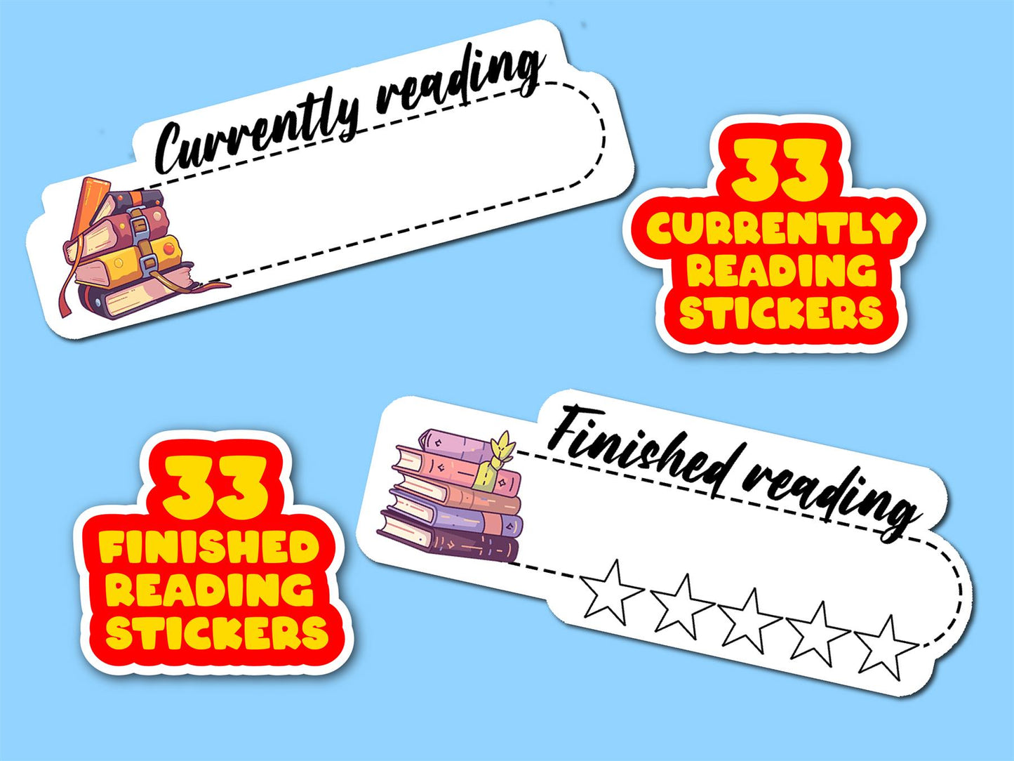 66 Book Reading Tracker Shaped Reward Stickers for Teachers, Parents, Planners