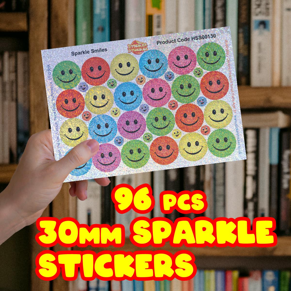 96 Sparkle Smiles Stickers 30mm Reward Stickers + 60 Free Sparkle Smiles for Teachers, Parents and Schools