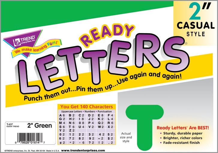 Trend Display Ready Letters - Green 2" Casual