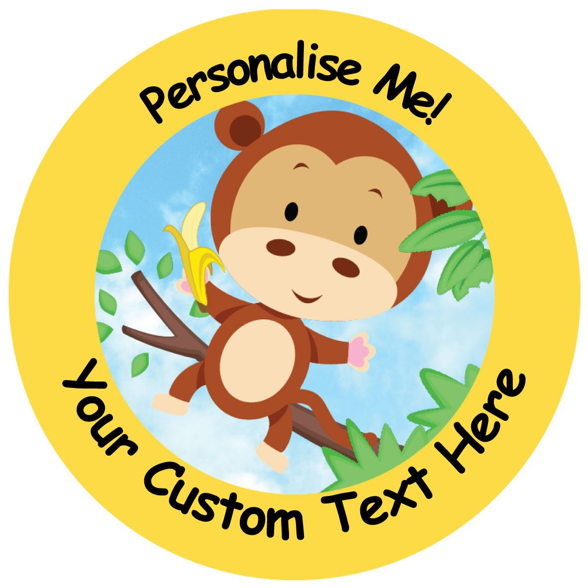 144 Personalised Funky Monkey 30mm Reward Stickers for School Teachers, Parents and Nursery