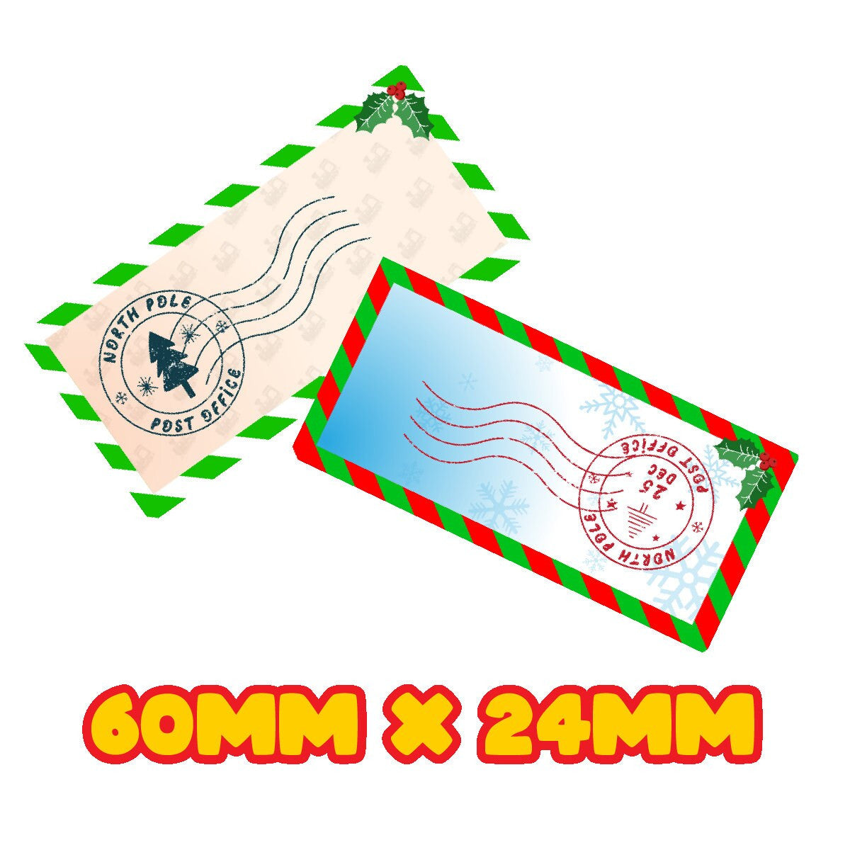 72 North Pole Santa Stamp Labels, Christmas Stamp 60mm x 28mm