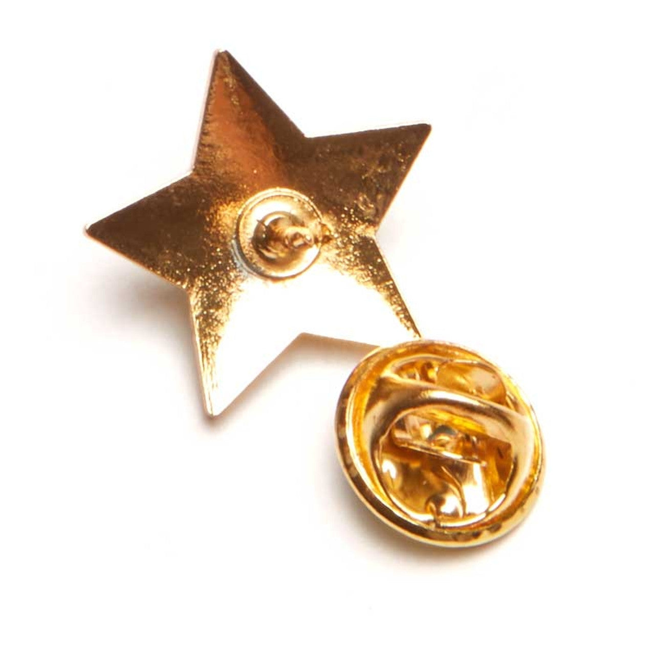 Sticker Stocker - Star Pin Badge and Fastener 20mm Flat Metal Gold Silver or Bronze