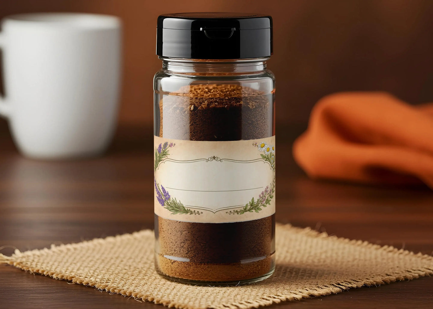 72 Botanical Food, Herb Jar Labels Stickers 60mm x 28mm