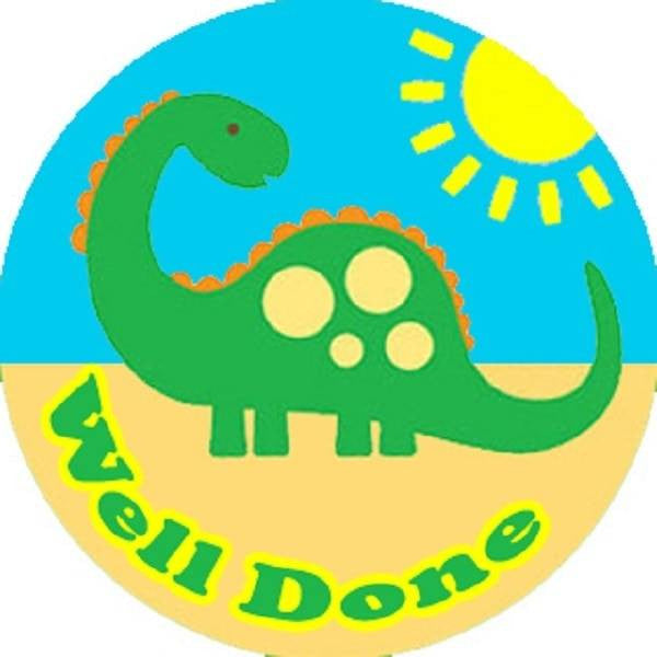 Sticker Stocker 144 Big Green Dinosaur 30mm Round Childrens Reward Stickers for Teachers or Parents