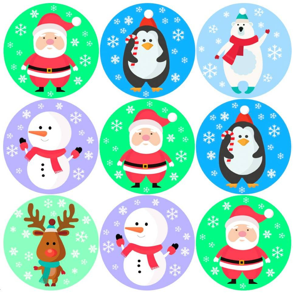 Sticker Stocker 144 Christmas Friends 30mm Childrens Reward Stickers for Teachers or Parents