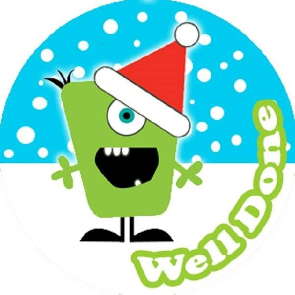 Sticker Stocker 144 Christmas Monsters Praise Words 30mm Childrens Reward Stickers for Teachers or Parents