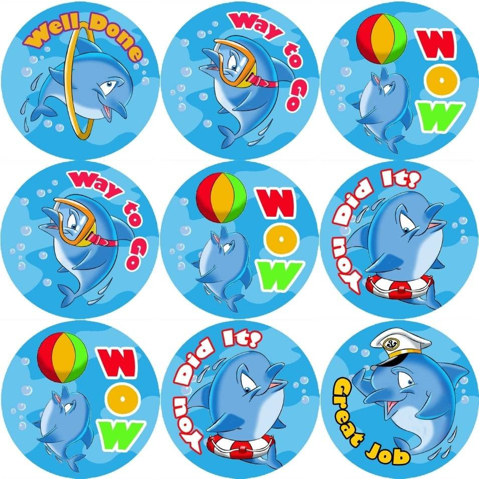 Sticker Stocker 144 Dolphin 30mm Reward Stickers for Teachers, Parents and Party Bags