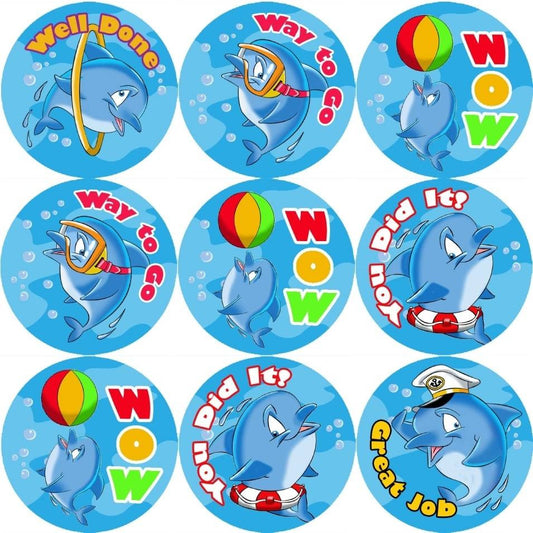 Sticker Stocker 144 Dolphin 30mm Reward Stickers for Teachers, Parents and Party Bags