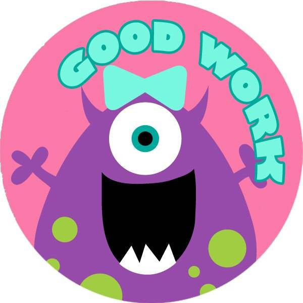 Sticker Stocker 144 Girly Monsters Praise Words 30mm Reward Stickers for Teachers, Parents and Girls Party Bags