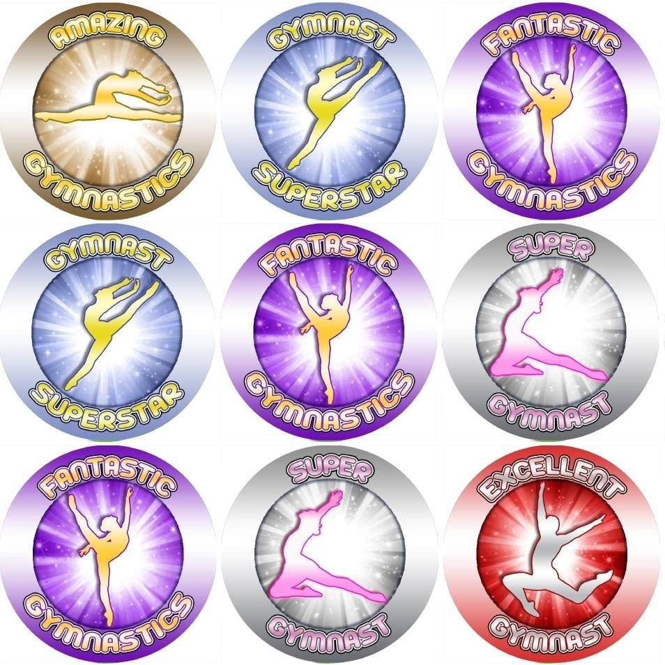 Sticker Stocker 144 Gymnastics Rewards 30mm Stickers for Teachers, Parents and Party Bags