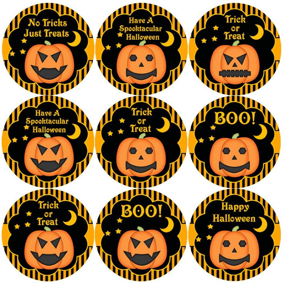 Sticker Stocker 144 Halloween Pumpkins 30mm Round Childrens Reward Stickers for Teachers or Parents