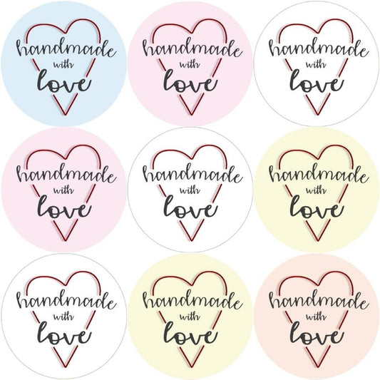 Sticker Stocker 144 Handmade with love 30mm Stickers Glossy home crafting labels