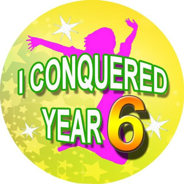 Sticker Stocker 144 I Conquered Year 6 - End of Term Year 5th grade Teacher Reward Stickers Size 30 mm