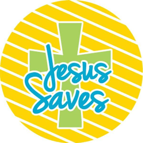 Sticker Stocker 144 Jesus Saves 30mm Round Childrens Christian Reward Stickers - Teachers or Parents