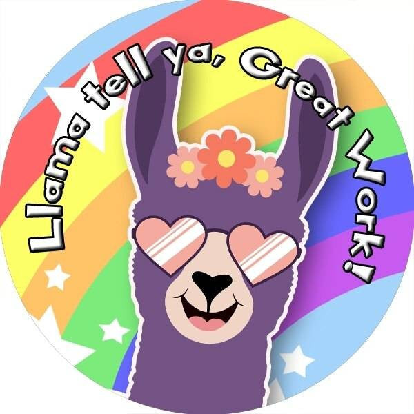 Sticker Stocker 144 Llama Praise Words 30mm Reward Stickers for Teachers and Parents