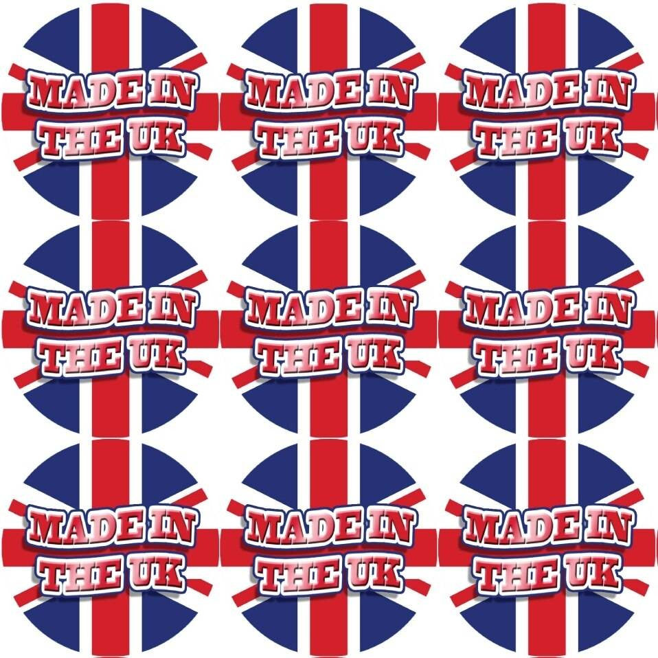 Sticker Stocker 144 Made in the UK 30mm Union Jack Stickers Glossy Great Britain Labels