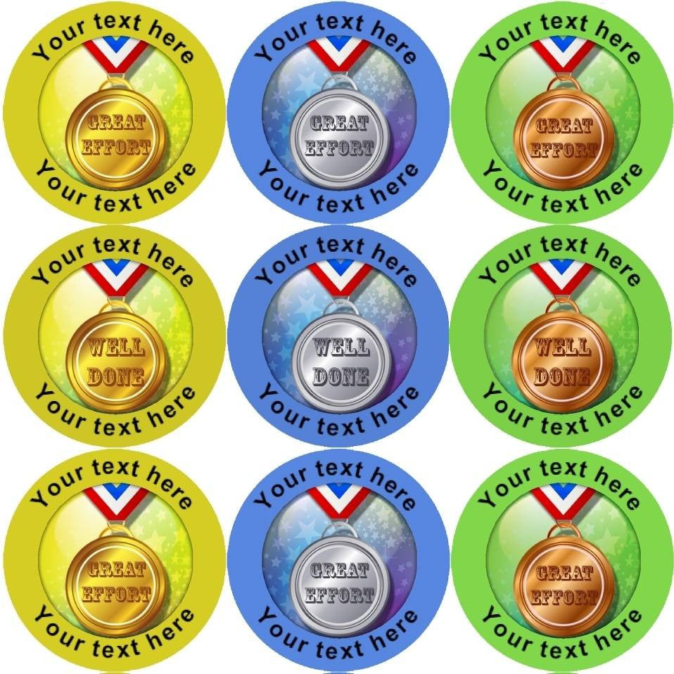 Sticker Stocker 144 Medals Personalised 30mm Reward Stickers for School Teachers, Parents and Nursery