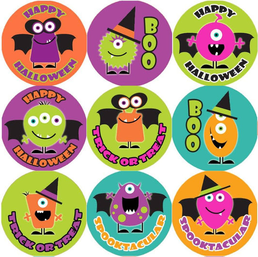 Sticker Stocker 144 Monster Halloween 30mm Round Childrens Reward Stickers for Teachers or Parents