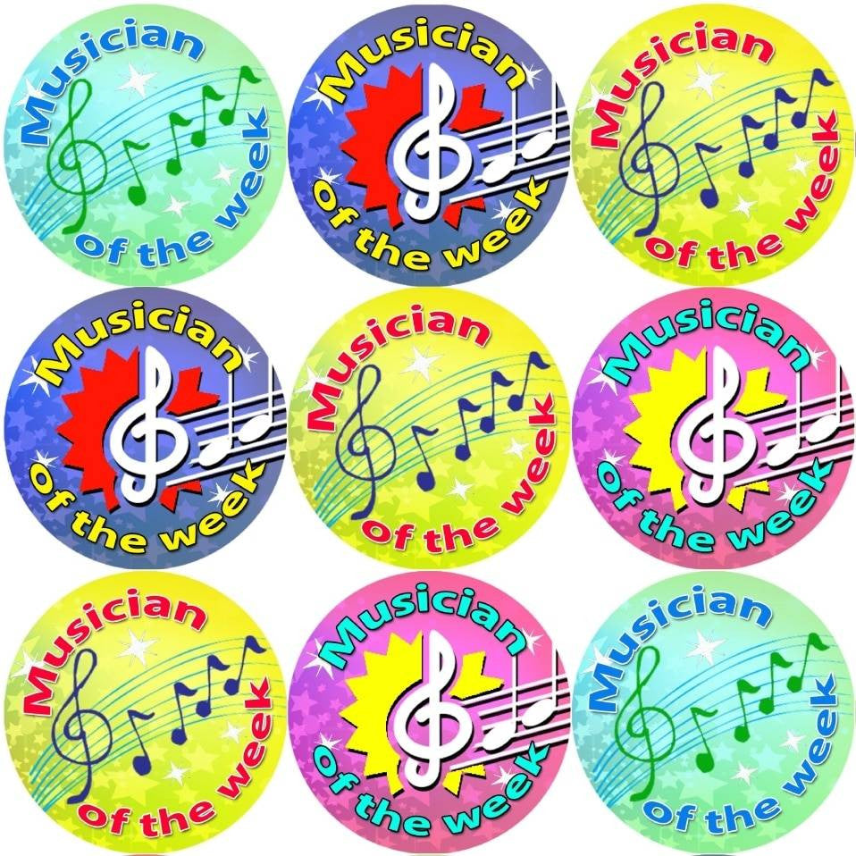 Sticker Stocker 144 Musician of the week 30mm Reward Stickers for School Teachers, Parents and Nursery