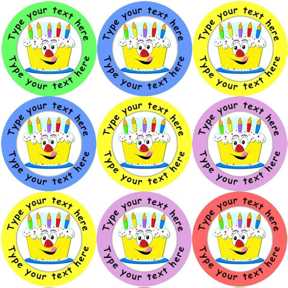 Sticker Stocker 144 Personalised Birthday Cake 30mm Reward Stickers for School Teachers, Parents and Nursery
