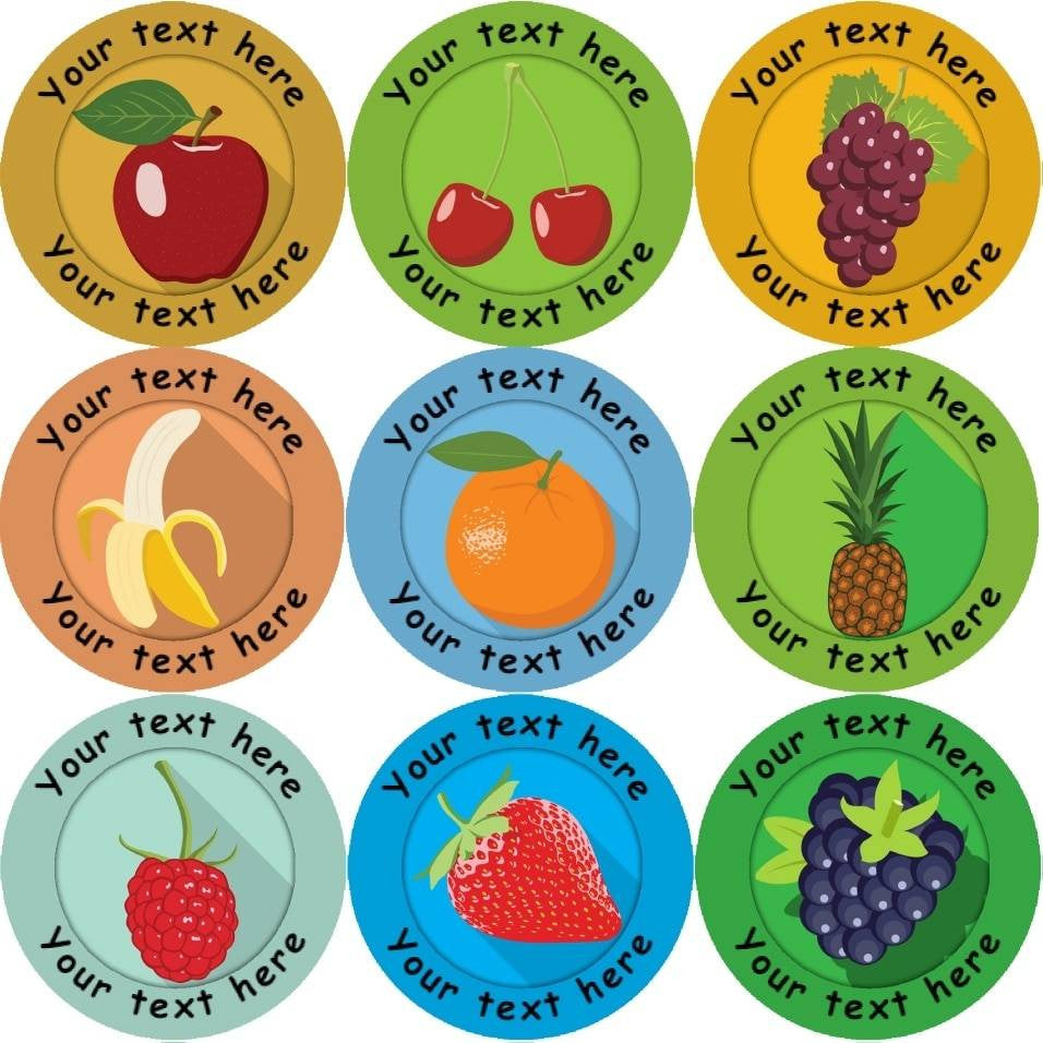 Sticker Stocker 144 Personalised Fruits 30mm Reward Stickers for School Teachers, Parents and Nursery
