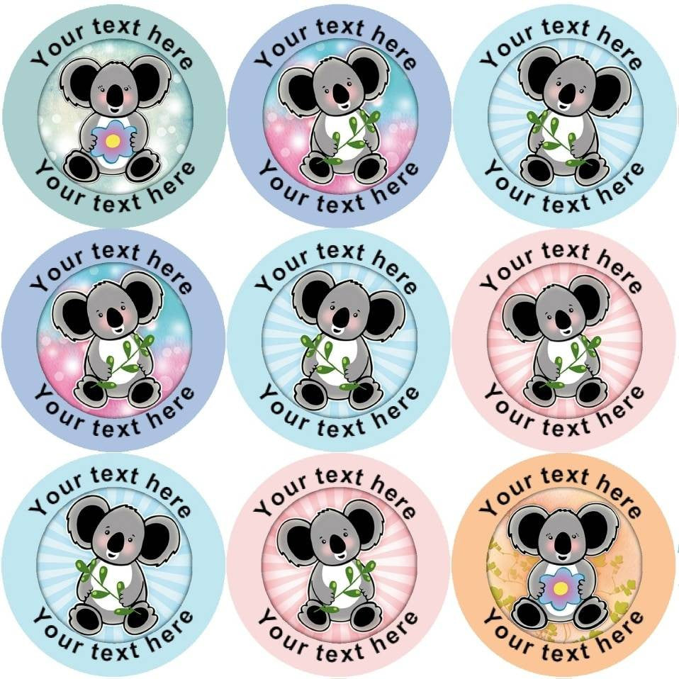 Sticker Stocker 144 Personalised Koala Bears 30mm Reward Stickers for School Teachers, Parents and Nursery