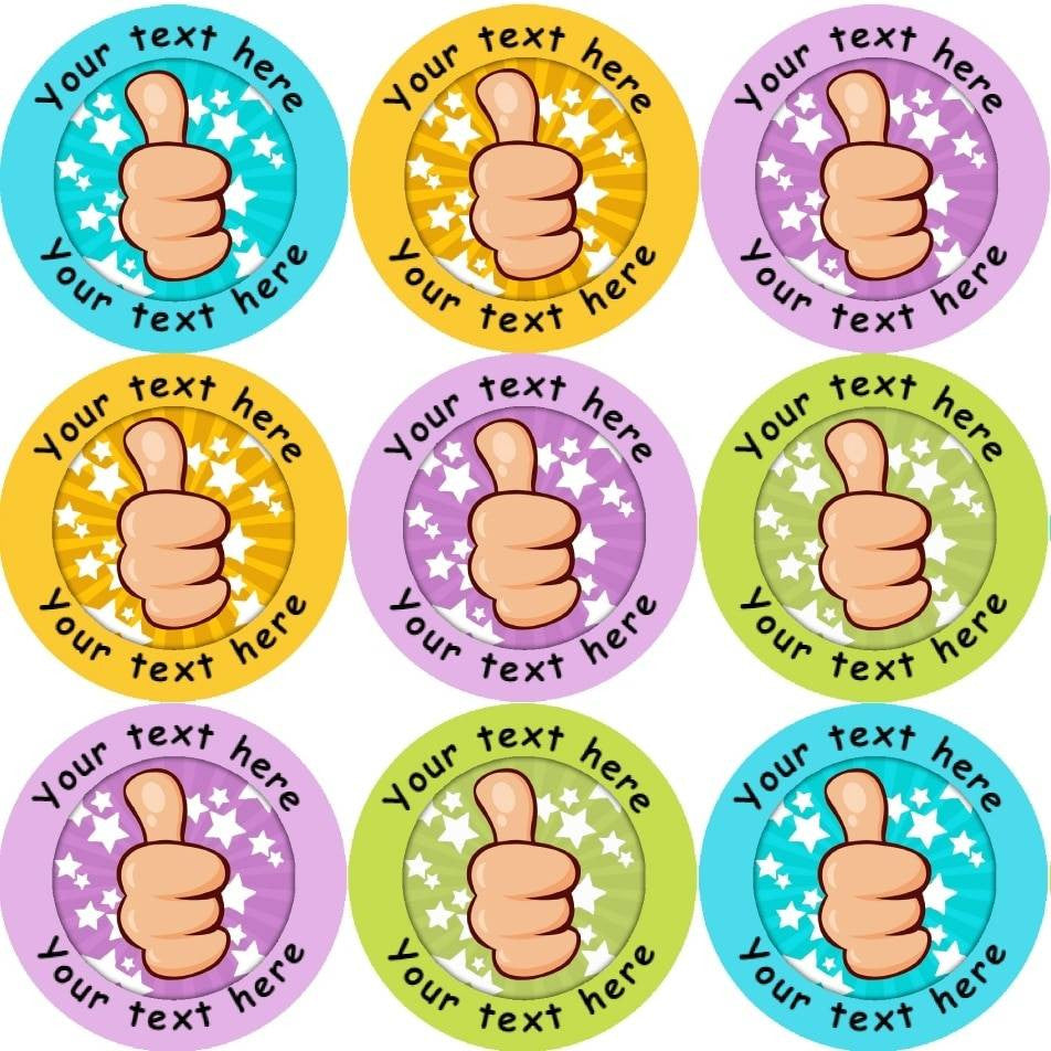 Sticker Stocker 144 Personalised Thumbs Up 30mm Reward Stickers for School Teachers, Parents and Nursery
