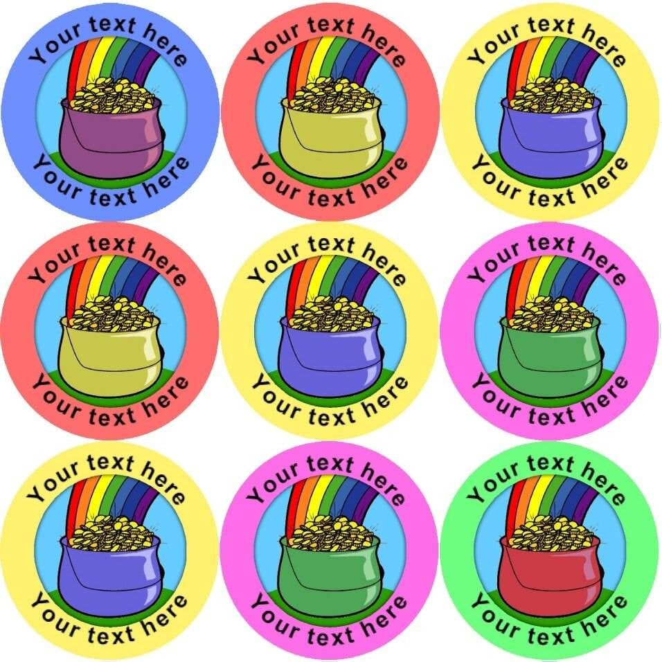 Sticker Stocker 144 Pot of Gold Personalised 30mm Reward Stickers for School Teachers, Parents and Nursery