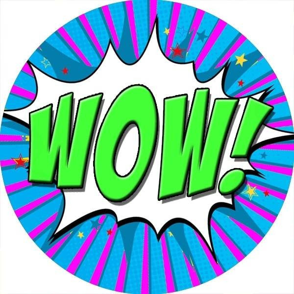 Sticker Stocker 144 POW WOW Superhero 30mm Reward Stickers for Teachers, Parents and Party Bags