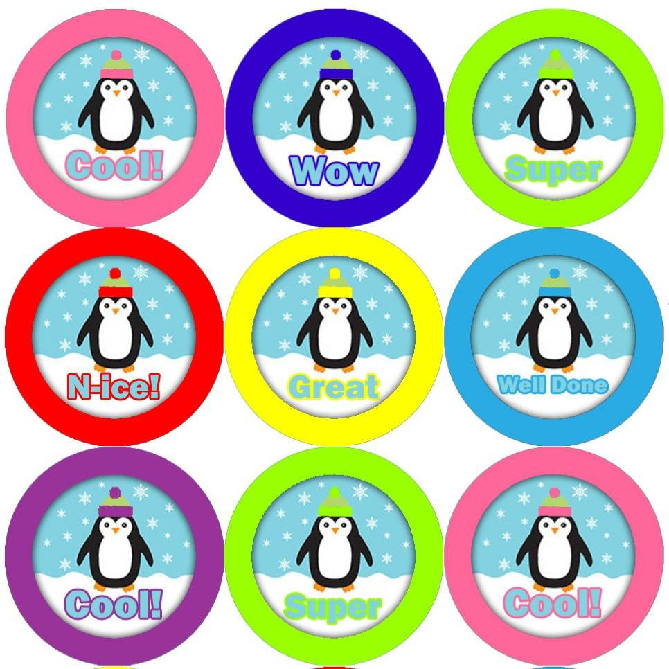 Sticker Stocker 144 Proud Penguins 30mm Round Childrens Reward Stickers - Teachers or Parents