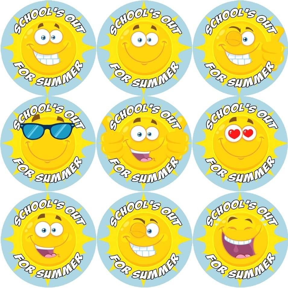 Sticker Stocker 144 Schools out for Summer - Sunshine End of Term Year Teacher Reward Stickers Size 30 mm