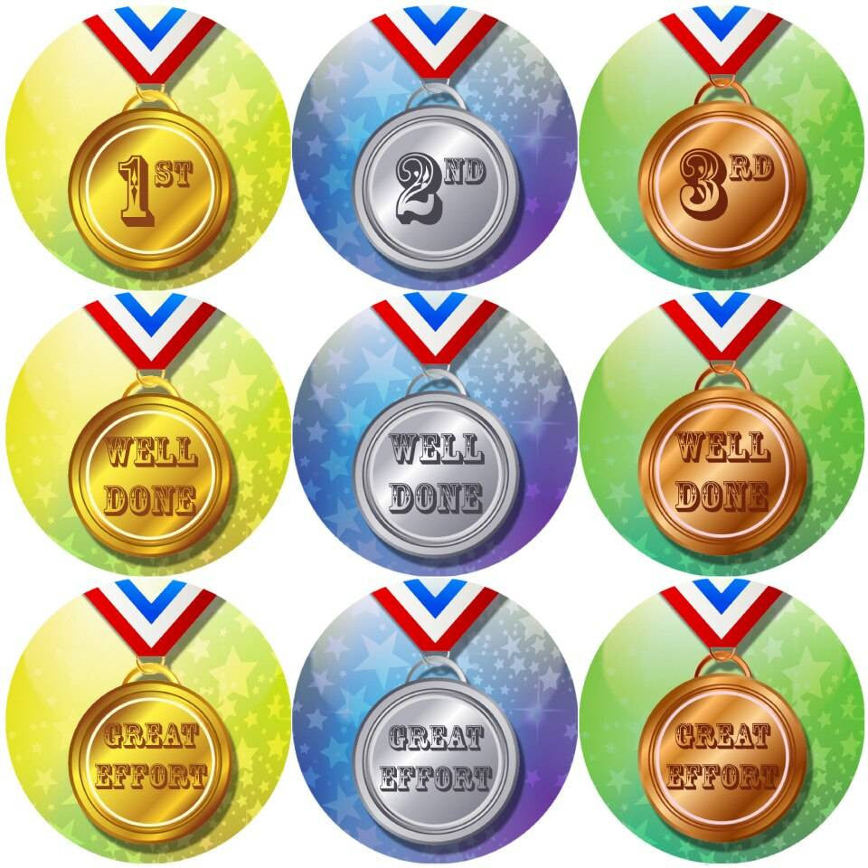 Sticker Stocker 144 Sports Day Medals 30 mm Reward Stickers for Teachers, Parents and Schools