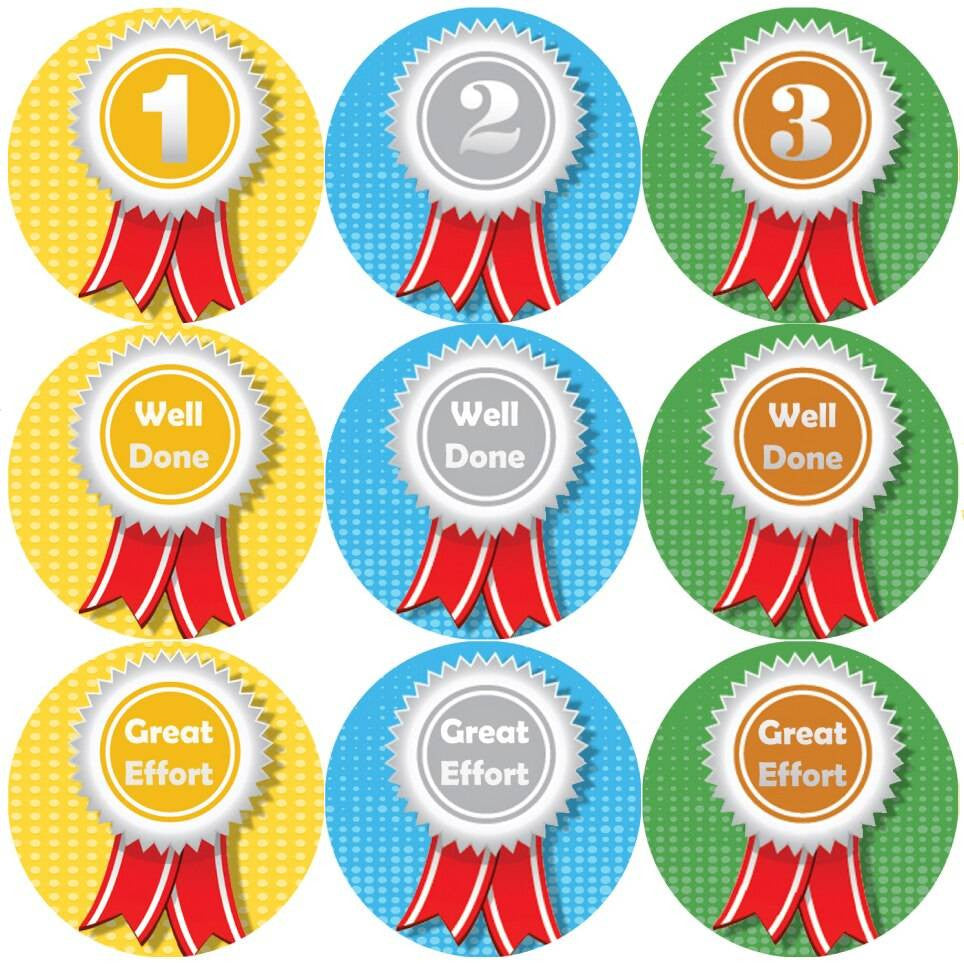 Sticker Stocker 144 Sports Day Rosettes 1st 2nd 3rd 30 mm Reward Stickers for Teachers, Parents and Schools