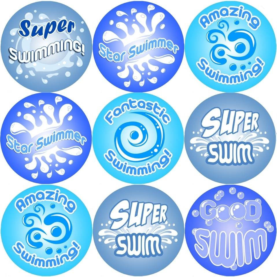 Sticker Stocker 144 Swimming Rewards 30mm Reward Stickers for Teachers, Parents and Party Bags