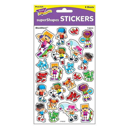 Trend Enterprises Inc 184 BlockStars School Reward Stickers - SuperShapes ideal for Teachers