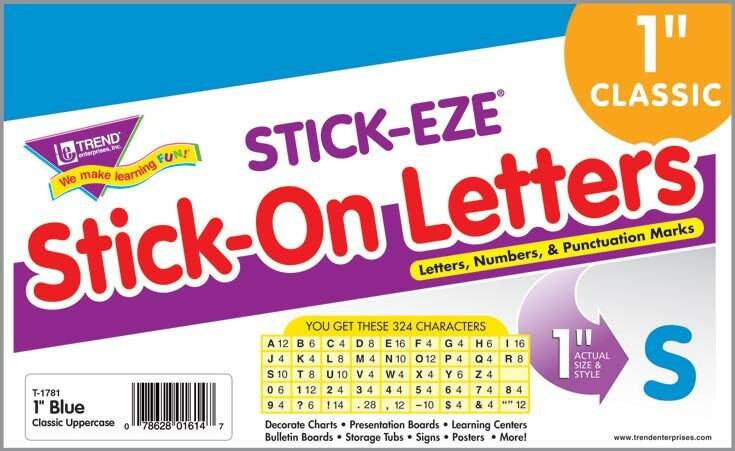 Trend Enterprises Inc 324 Blue 1-Inch Stick on alphabet and Numbers STICK-EZE stickers