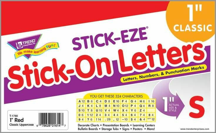 Trend Enterprises Inc 324 Red 1-Inch alphabet Letters and Numbers STICK-EZE stichers