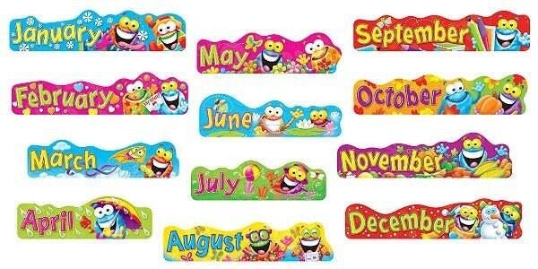 Trend Enterprises Inc Frog-tastic 12 Monthly Headers Classroom Display set