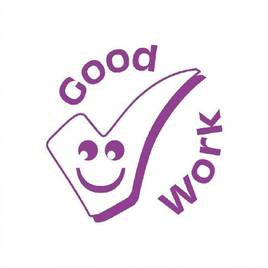 XStamper Good Work Smiley Tick - Self inking teacher reward xstamper xclamations stamp