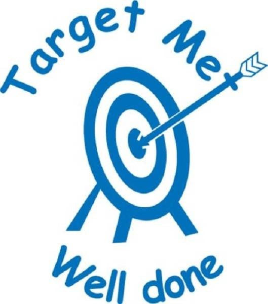 XStamper Target Met Well Done - Self inking teacher reward xstamper xclamations stamp