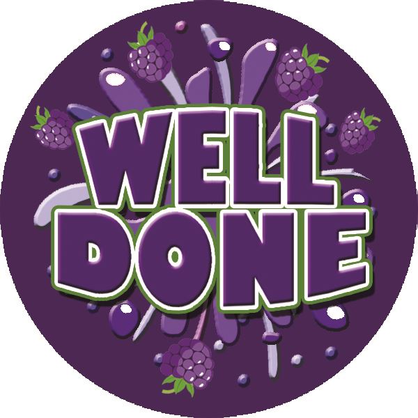 120 Mixed Berry Burst Praise Words 30mm Scented Reward Stickers for Teachers, Parents and Party Bags