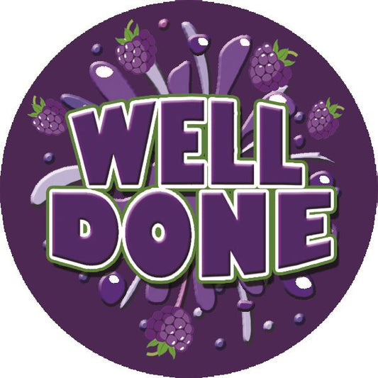 120 Mixed Berry Burst Praise Words 30mm Scented Reward Stickers for Teachers, Parents and Party Bags