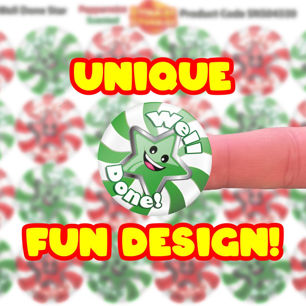 120 Well Done Star Peppermint Scented Stickers - 30mm Scented Stickers - For Teachers Nursery Parents