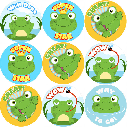 Sticker Stocker 144 Fun Frogs Praise Words 30mm Stickers for Teachers, Parents and Party Bags