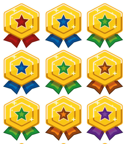 Sticker Stocker - 168 Star Medals Shaped Children's Reward Stickers for School Teachers or Nurses
