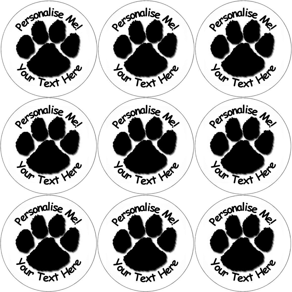 Sticker Stocker - 144 Personalised Black Paw 30mm Reward Stickers for School Teachers, Parents and Nursery
