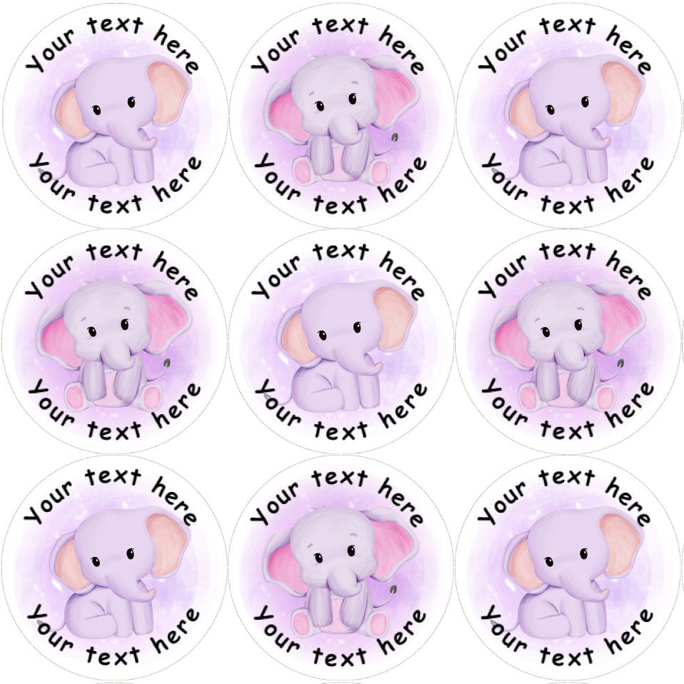 Sticker Stocker 144 Pink Elephants Personalised 30 mm Reward Stickers for School Teachers, Nursery, Baby Showers