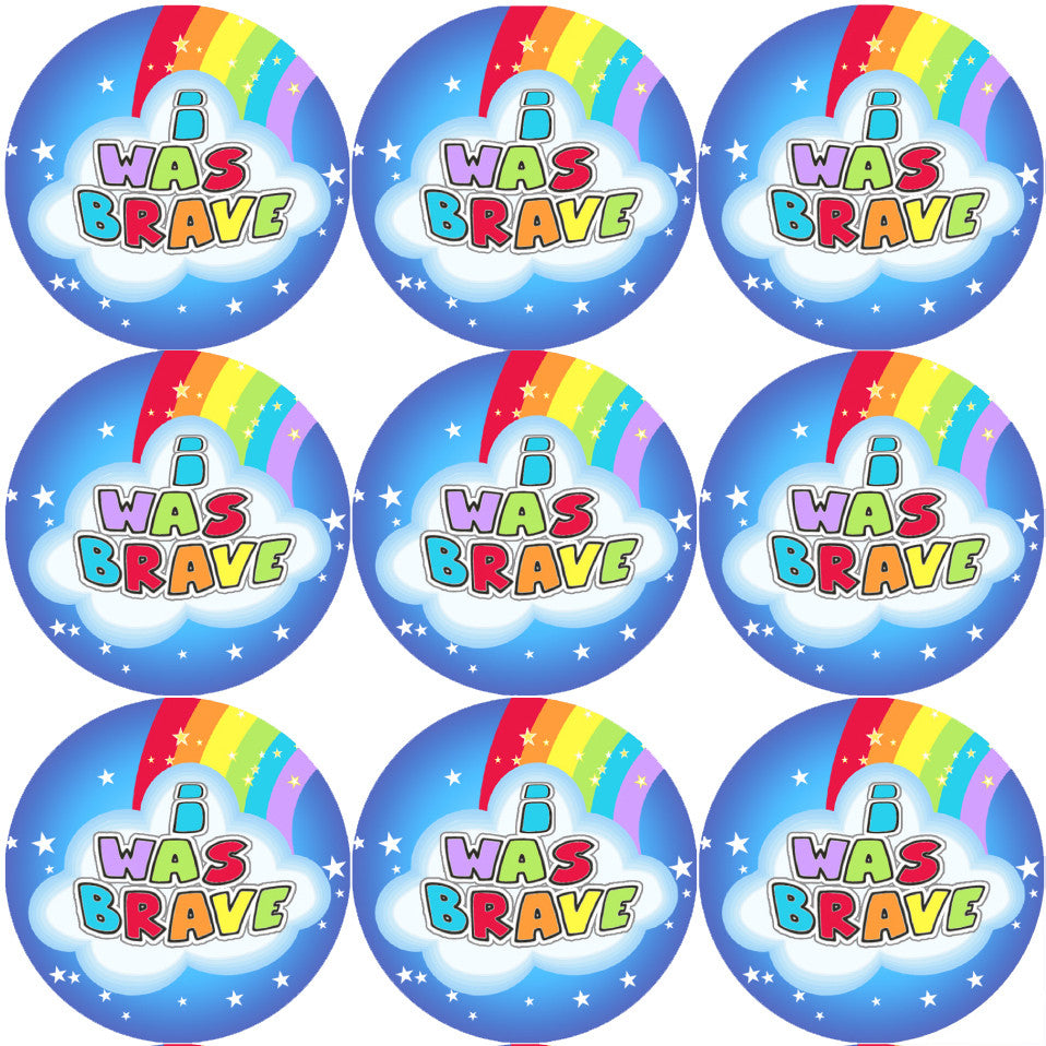 Sticker Stocker 144 I Was Brave Rainbows 30mm Childrens Bravery Reward Stickers for Teachers or Nurses